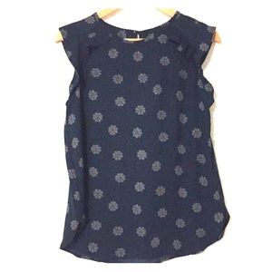 LOFT sleeveless shell with ruffles.